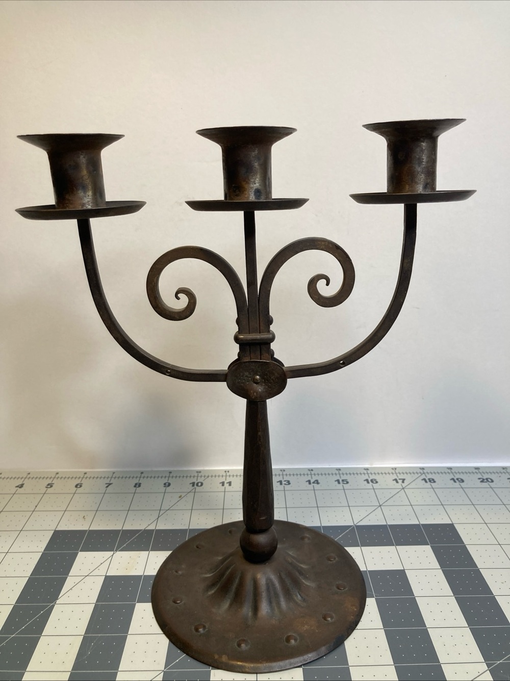 Antique Hugo Berger Goberg Arts And Crafts Wrought Iron 3 Branch Candelabra